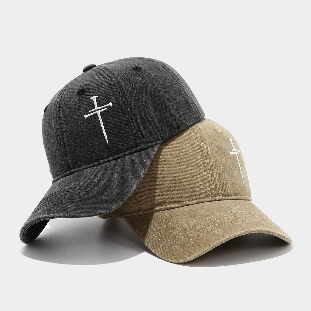 Streetwear Baseball Cap With Cross Stud Embroidery For Casual Men Women