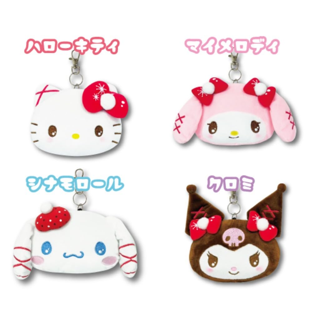 Hatayama Shoji Sanrio Face Reel Pass Winter IC Card Cute H11 x W13cm Case, Character, Holder, Commuter/School Purse, Kuromi, Approx.