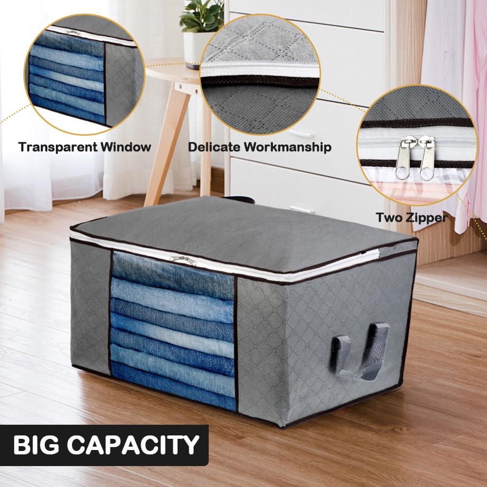 Large Capacity Non-Woven Clothes Quilt Storage Bag Dust-Proof Sweater Blanket Organizer Box Foldable Sorting Pouche Home Storage