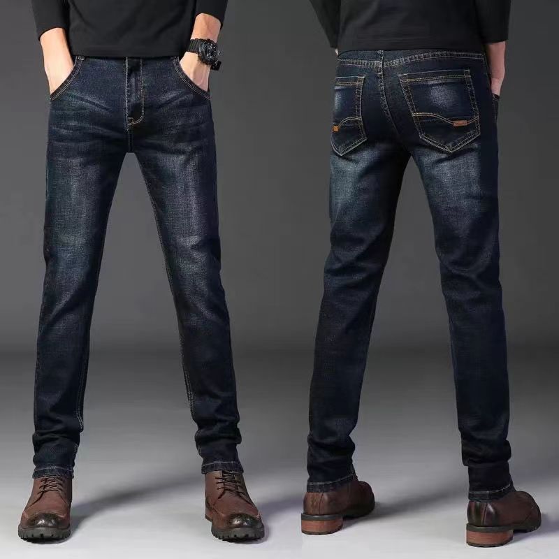 Jeans elasticizzati versatili da uomo per tutte le stagioni, Jeans da uomo a vita alta taglie forti, Pantaloni a gamba dritta
