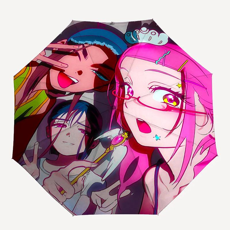 1pc Outdoor Umbrella with Anime Characters - Automatic Opening/Closing Umbrella with Portable Tri-Fold Design, 8-Rib Iron Frame, Perfect Gift for