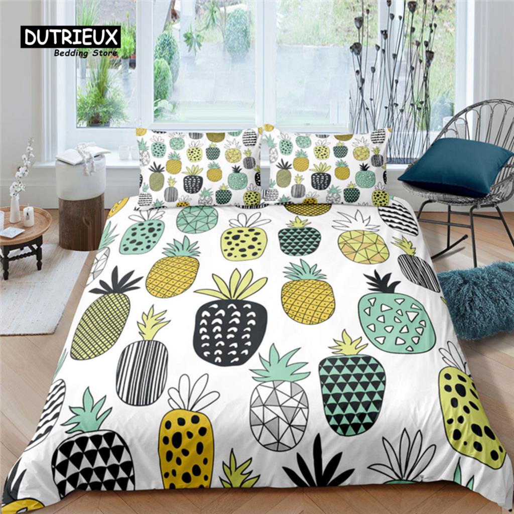 

Роскошное 3D постельное белье с принтом ананасов, 2/3 предмета, мягкий пододеяльник и наволочка, детский комплект, размеры Queen и King EU/US/AU EU single(135x200cm)