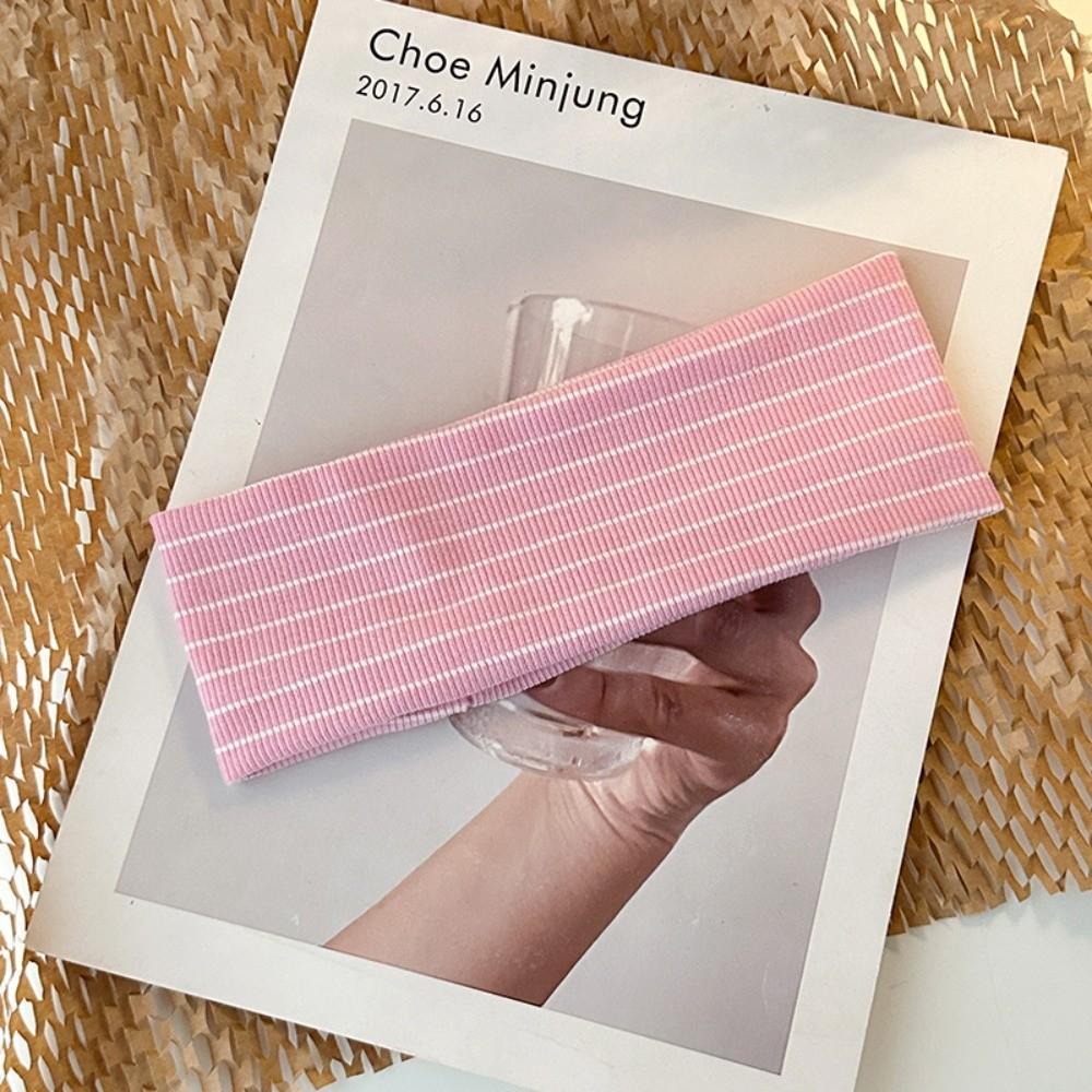 Elastic Stripes Headbands Sweat-absorbent Wide Headbands Dopamine Sport Hairband Hair Accessories Pink