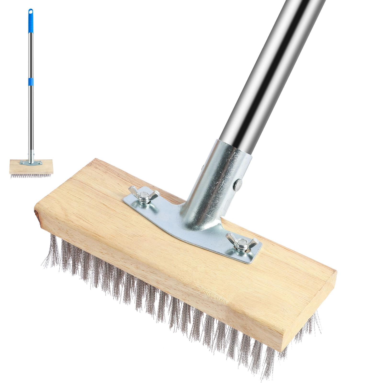 

Проволочная щетка для пола со съемной длинной ручкой из нержавеющей стали, многоцелевые щетки для уборки неровных поверхностей, патио, сада, гаража