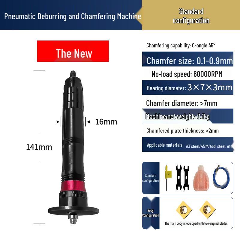 Compact Pneumatic Chamfering Tool - Handheld C & R Angle Deburrer for Woodworking Edge and Burr Removal