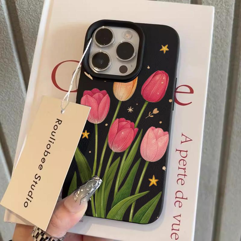 Tulip Flowers And Star Patterns Phone Case For IPhone 17 16 15 14 Pro Max 12 11 13 XS X 16 Plus 16e Shockproof Cover