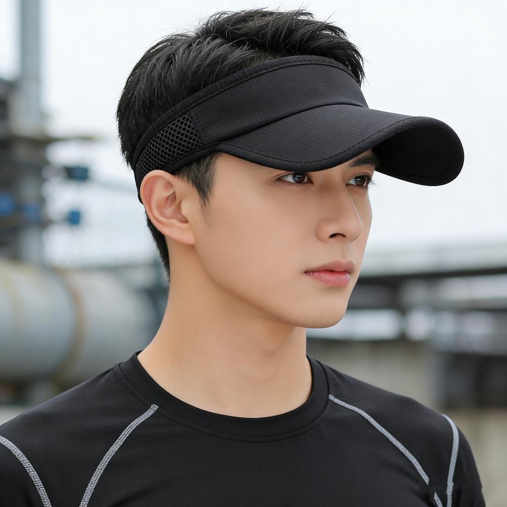 Summer flat top batten outdoor hat with edging and patchwork mesh sun hat, sweat-absorbing hat, all-in-one running hat