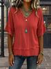 European and American New V-neck Pullover Short-sleeved Loose Women's Shirt Casual Women's Top
