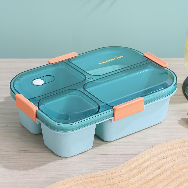 Microwave-Safe Bento Box Adults 3-Compartment Or 4-Compartment Lunch Container With Sauce Soup Compartment Plastic
