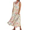 Lässiges, bequemes, ärmelloses Baumwolltaschenkleid mit Blumendruck für Damen