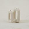 White Ceramic 'Polo Donut Vase' Set of 2 (9 & 8 Inches) | Decorative Donut Ring Vase for Dried Flowers and Pampas Grass | Vases for Home Decor