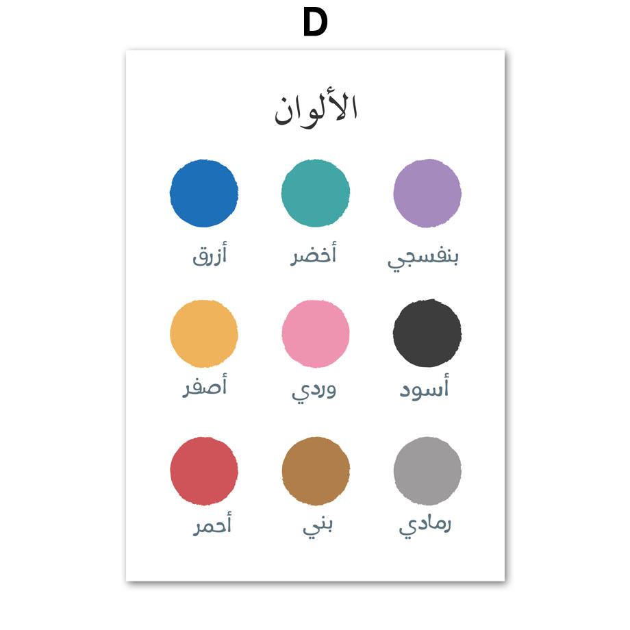 

Арабський освітній навчальний плакат Ісламський дитячий настінний малюнок Друк на полотні Картини на полотні Малюки Настінні картини для ігрової кімнати Декор дитячої кімнати 50x80cm No Frame