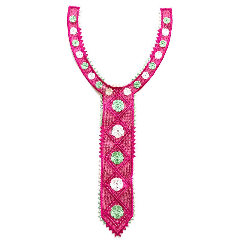 Color Embroidery Lace Collar Piece Personalized Tie Shape Heavy Industry Embroidery Fake Collar Clothing Corsage Accessories Collar Piece