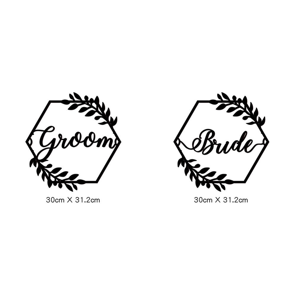 

1 Pair Wooden Chair Sign Bride Groom Sign Chair Decor Chair Back Hanging Pendant For Wedding Decorations black