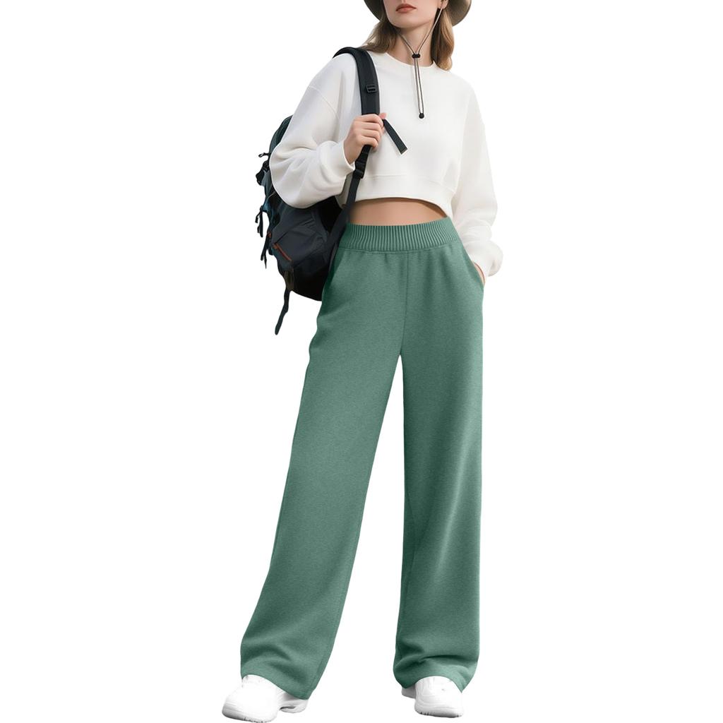 Women's Fashion Loose Solid Color With Pockets Elastic Waist Sports Casual Pants