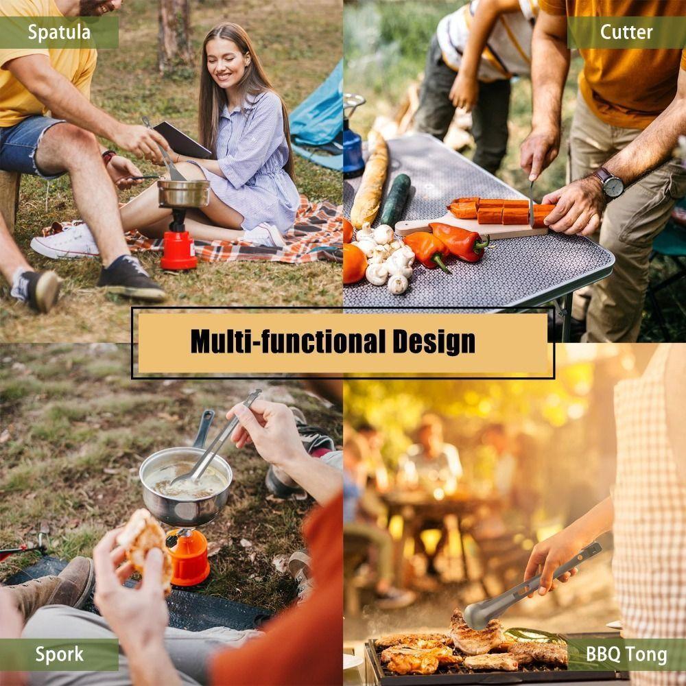 Titanium Camping Cooking Utensils BBQ Outdoor Cooking Serving Tongs Picnic