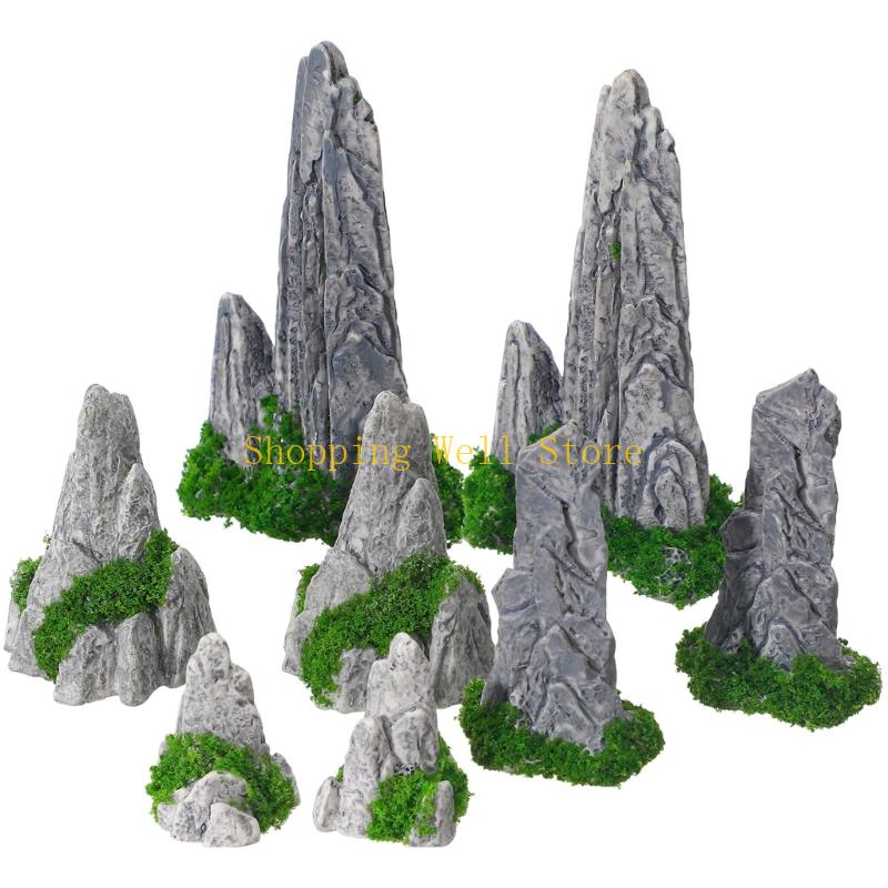 KX4B Organic Tiny Mountain Model Features Calm Area Decoration Set 8Pcs