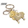 Wear-resistant Keyring Zodiac Keychain with Rhinestones, Sheep Design Bag Pendant, Chinese New Year Lucky Rhinestones Inlaid Key Charm, Feng