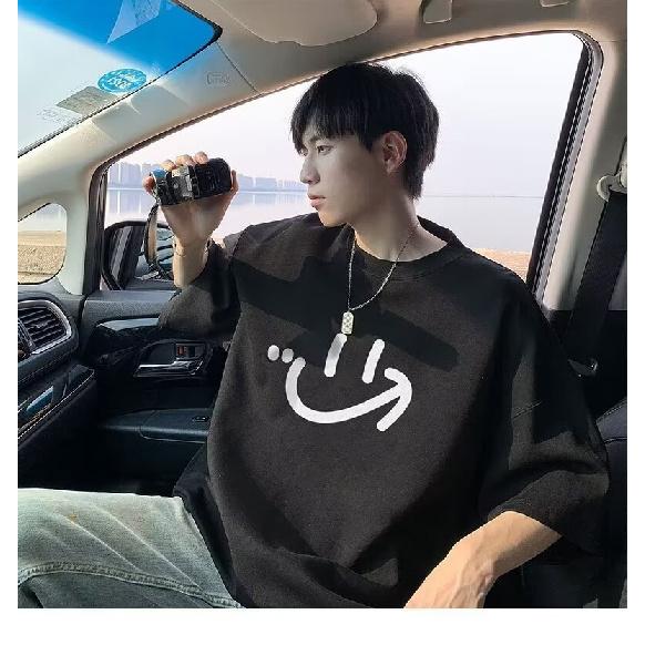 Pánské trendy tričko s krátkým rukávem s kulatým výstřihem a kulatým výstřihem na léto Volný ležérní top