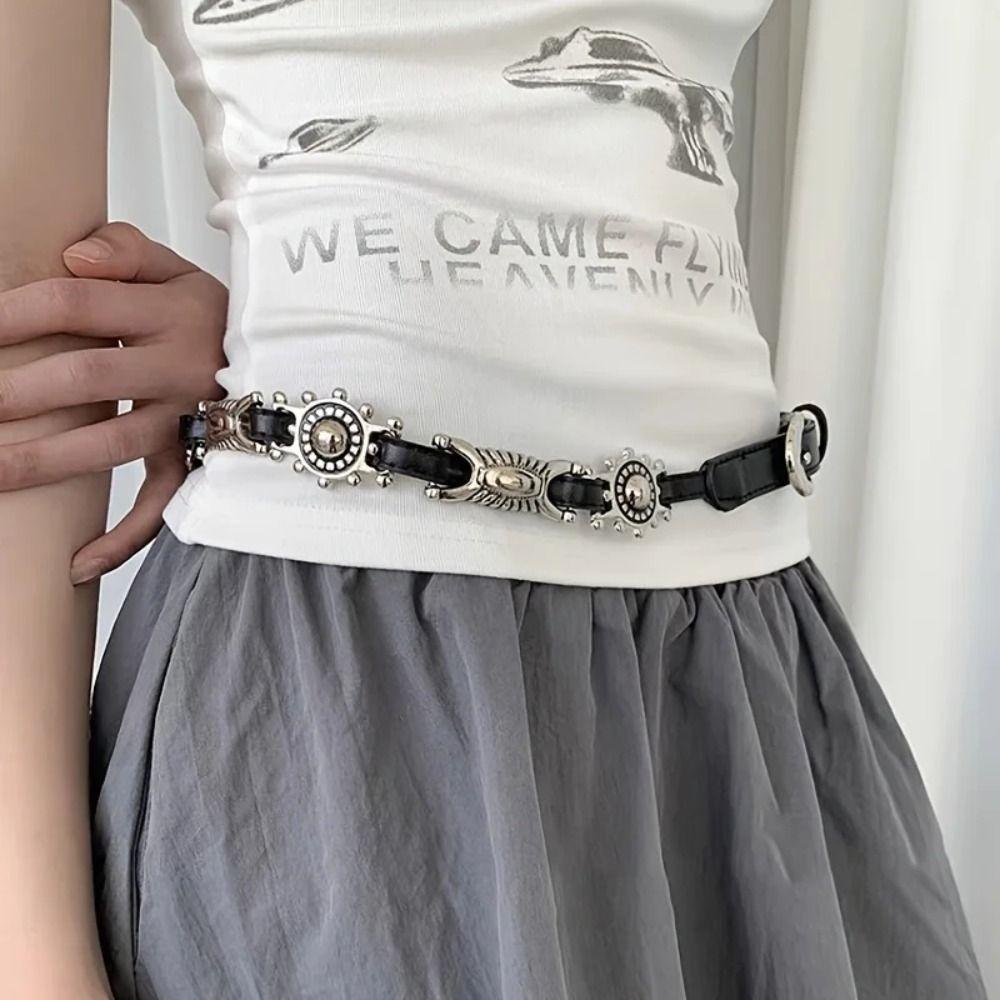 Thin Metal Carved Belts Spicy Girl Ethnic Style Waistband Personality Bohemian Style Belts  Women