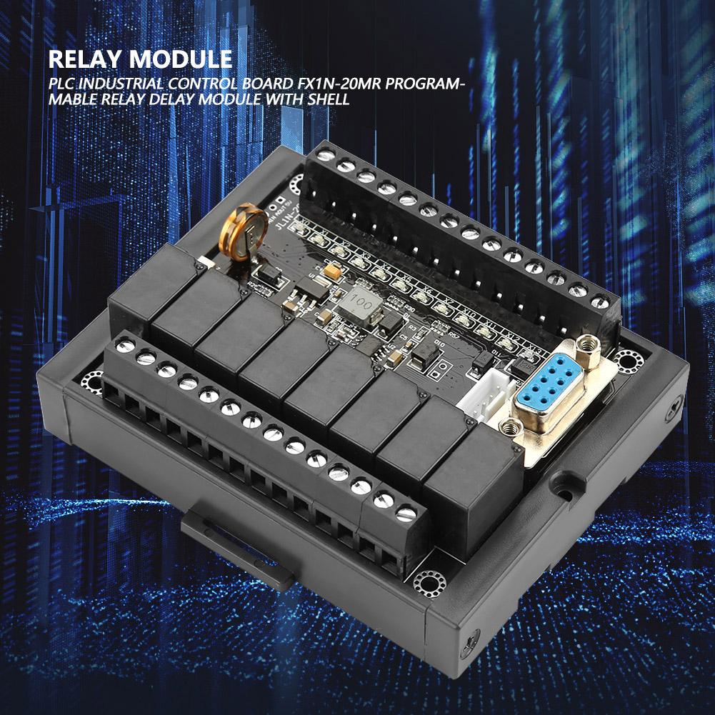PLC Industrial Control Board FX1N20MR Programmable Relay Delay Module with Shell