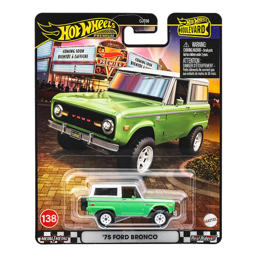 Hot Wheels Boulevard 75 Ford Bronco Mini Car Toy Green JBL12 for Ages 3 and Up