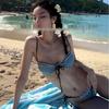 High-End Women's Hot Springs Bikini – Sexy Gathered Swimwear for Small Chests