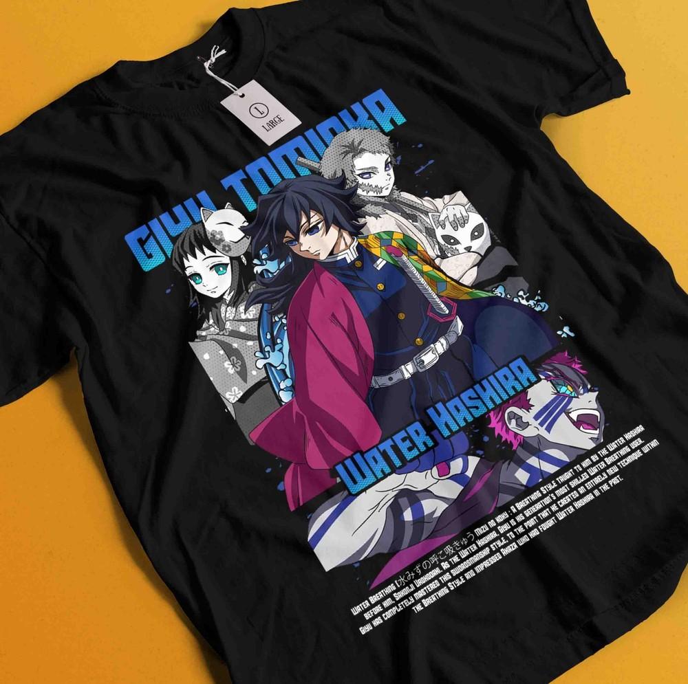 

Demon Slayer Shirt Tomioka Giyu Tshirt Tanjiro T-Shirt Muzan Doma Kokushibo Tee S