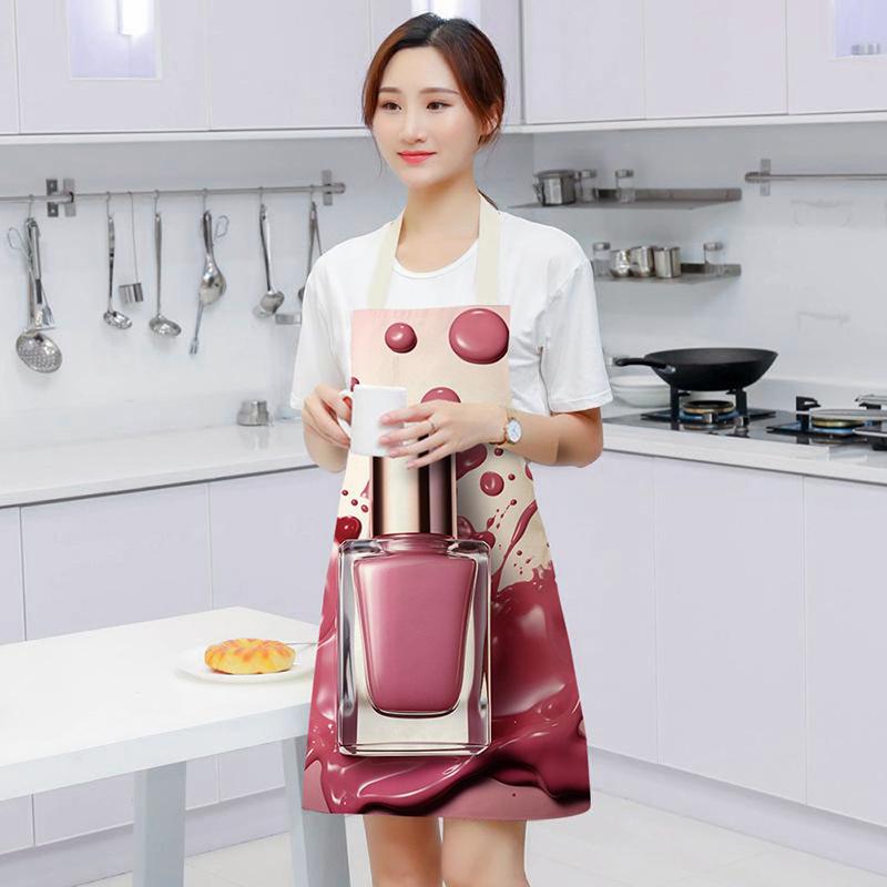 Nail Polish Printing Beauty Women Apron Household Nail Technician Manicurists Art Supplies Pinafore Home Salon Cosmetology Smock
