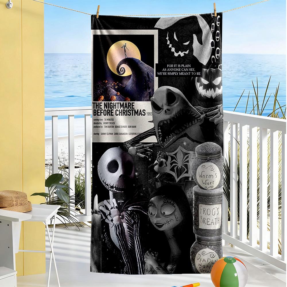 Christmas Nightmare Beach Towel Super Soft & Absorbent Comfortable Lightweight Perfect for Traveling Yoga Camping and Swimming