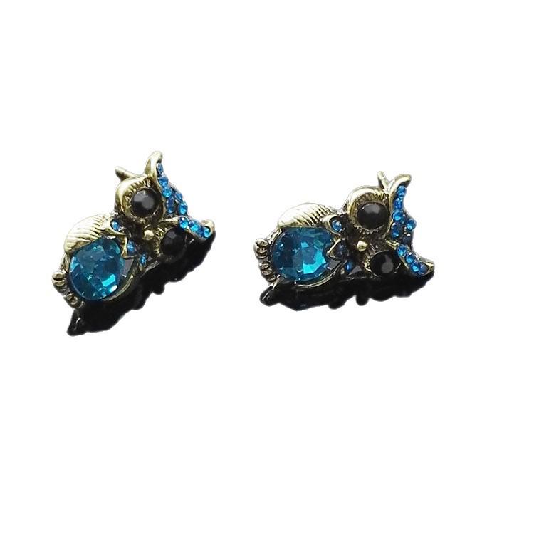 Retro Diamond Owl Earrings – European & American Fashion