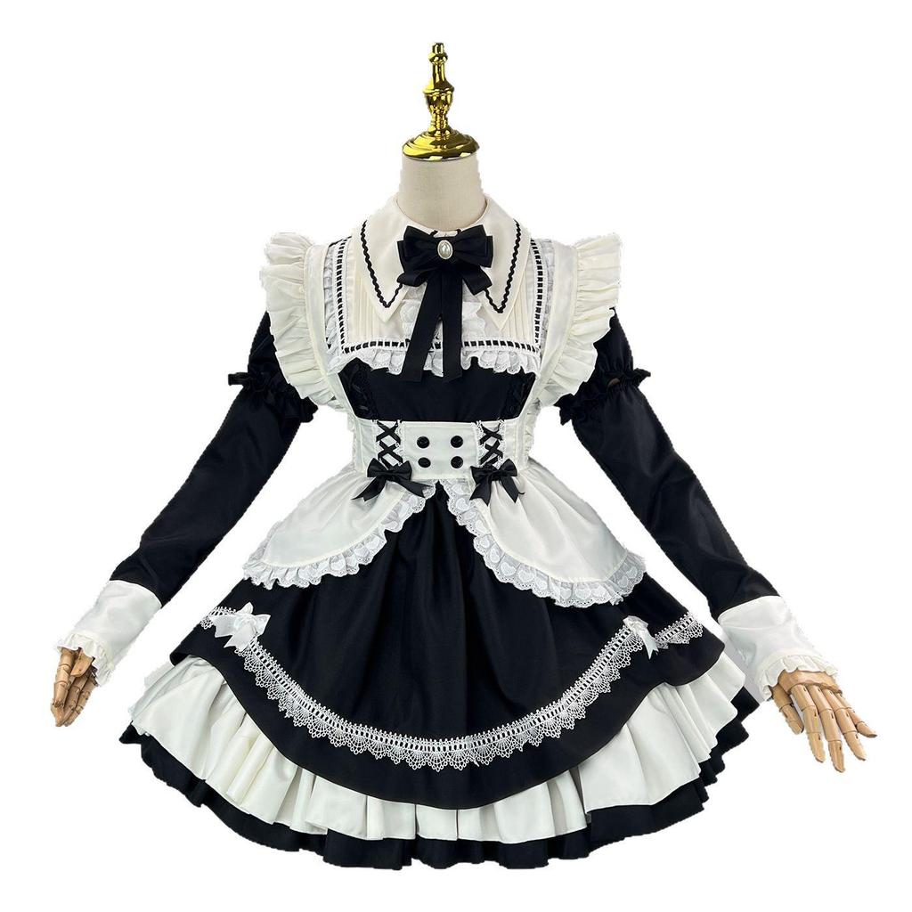 Costume de bonne Lolita polyvalent avec manches et cravate amovibles - Idéal pour les performances et les diffusions en direct