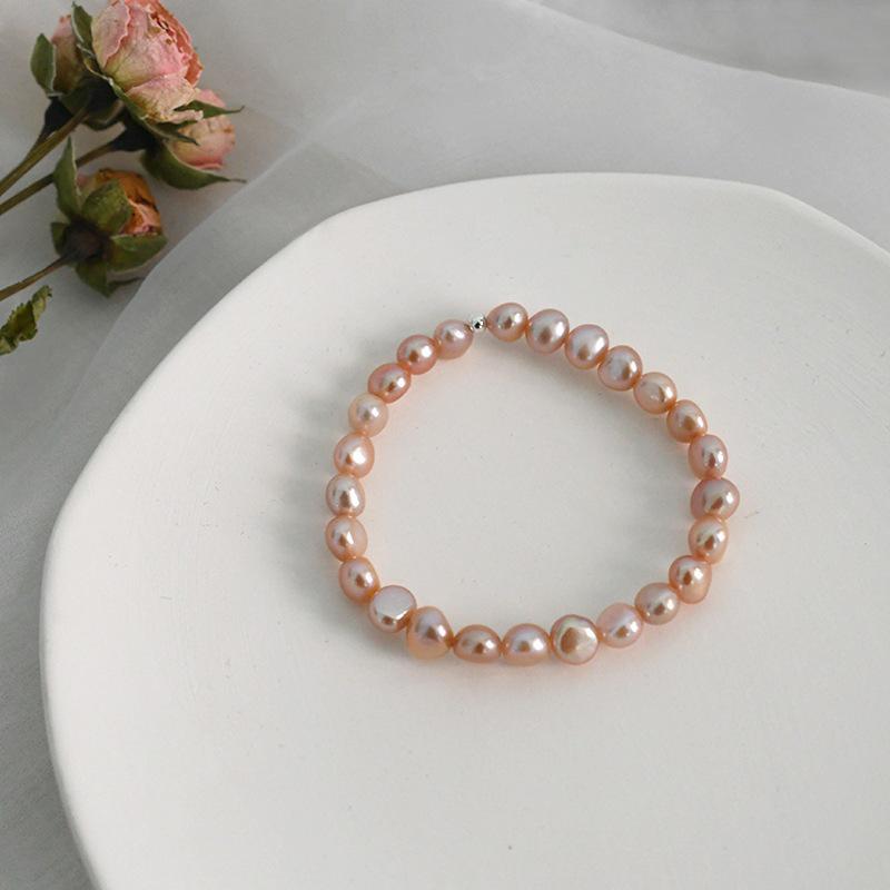 Korean Style Natural Freshwater Pearl Bracelet - Elegant, Colorfast Gift for Girlfriend
