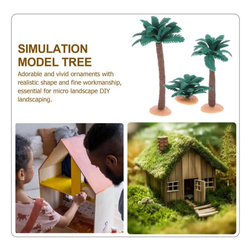 KALLORY Realistic Trees, Set of 3, Landscape Model Trees, Interior Greenery for Miniature Gardens, Artificial Plant Decorations, PVC, Perfect for Desk