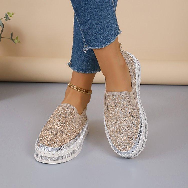 Casual large size sequined casual women's shoes autumn new comfortable platform European and American style single shoes women