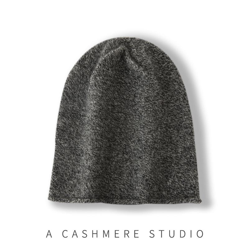 Damen 100% Reines Kaschmir Mütze Gerollter Rand Flauschige Textur Winter Warm Weich Slouchy Beanie Mütze Kaltwetter Accessoire