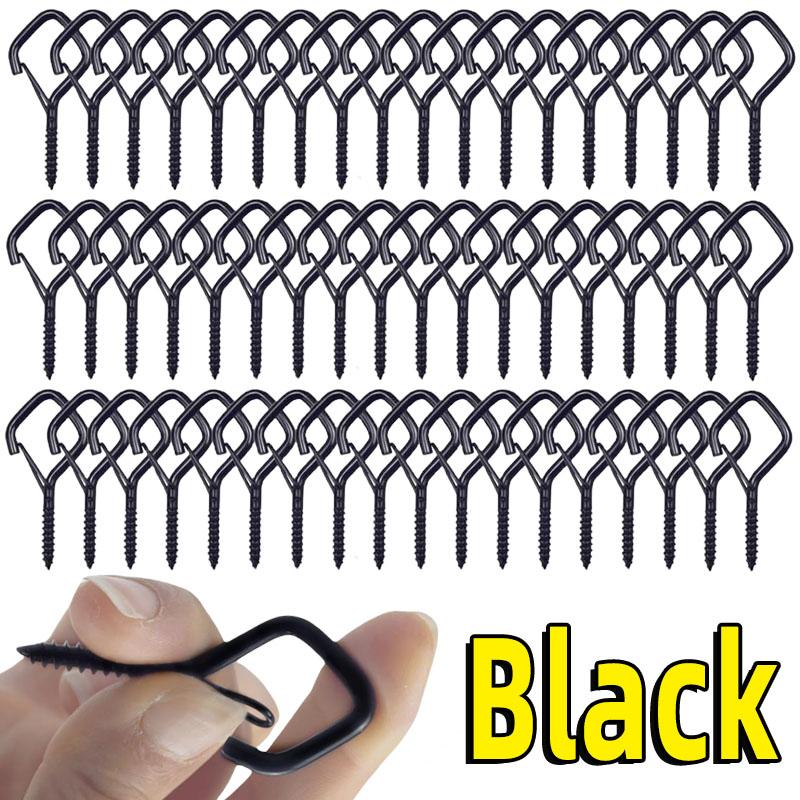 

50 шт. Квадратные защелкивающиеся подвесные крючки-шурупы для двора, сада, растений, потолочные крючки с предохранительной пряжкой для подвешивания уличных гирлянд 3pcs чёрный