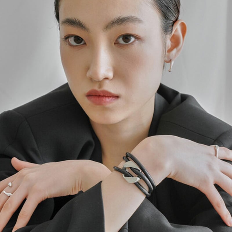 

Chain Leather Bracelet SILVER