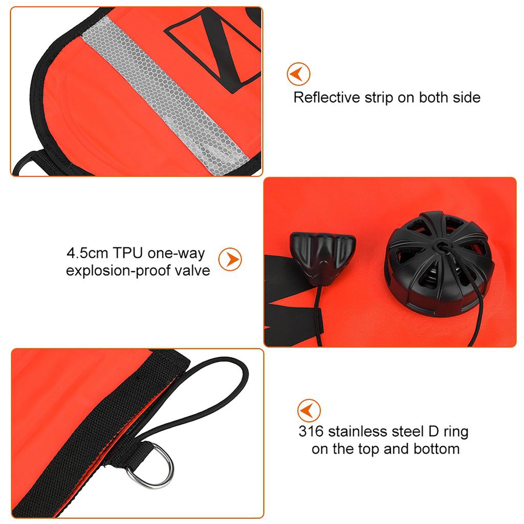 4FT High Visibility Inflatable Scuba Diving SMB Surface Signal Marker Buoy Accessory