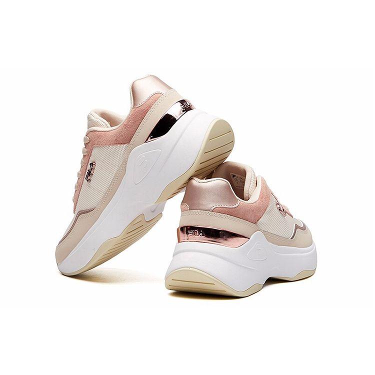 FILA Fabric Synthetic Leather Retro Shock Absorbing Wear Resistant Low Top Casual Shoes Women sneaker Nude-Pink F12W114208FLR