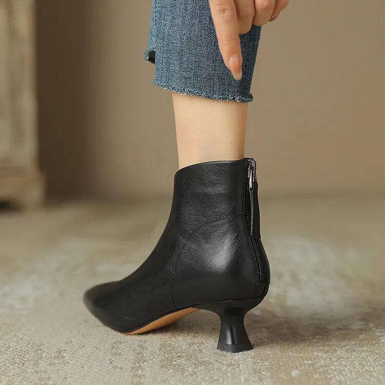 Fashion Autumn Winter Pointed Toe Women Ankle Boots Fashion Elegant Zippers Short Booties Vintage Ladies Square Heels Casual Shoes