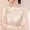 WTEMPO Women's Round Neck Lace Mesh Knitted Sweater Women's Sweater Spring and Summer