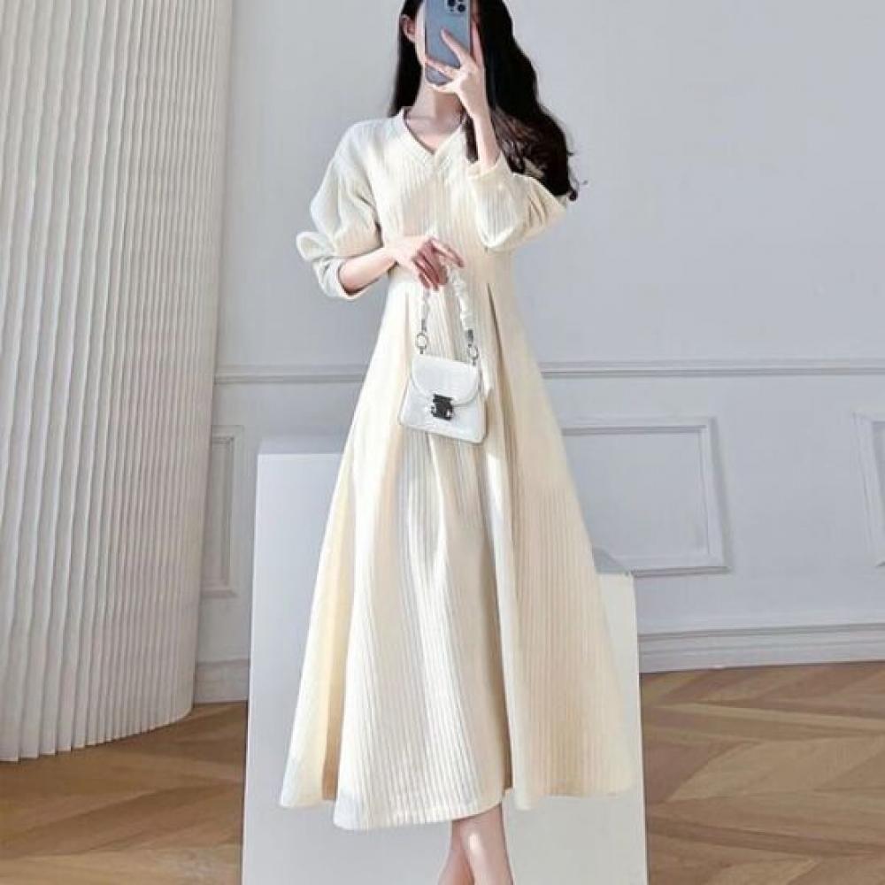 NaVaVa Women Corduroy V Neck Long sleeVe Dress No881