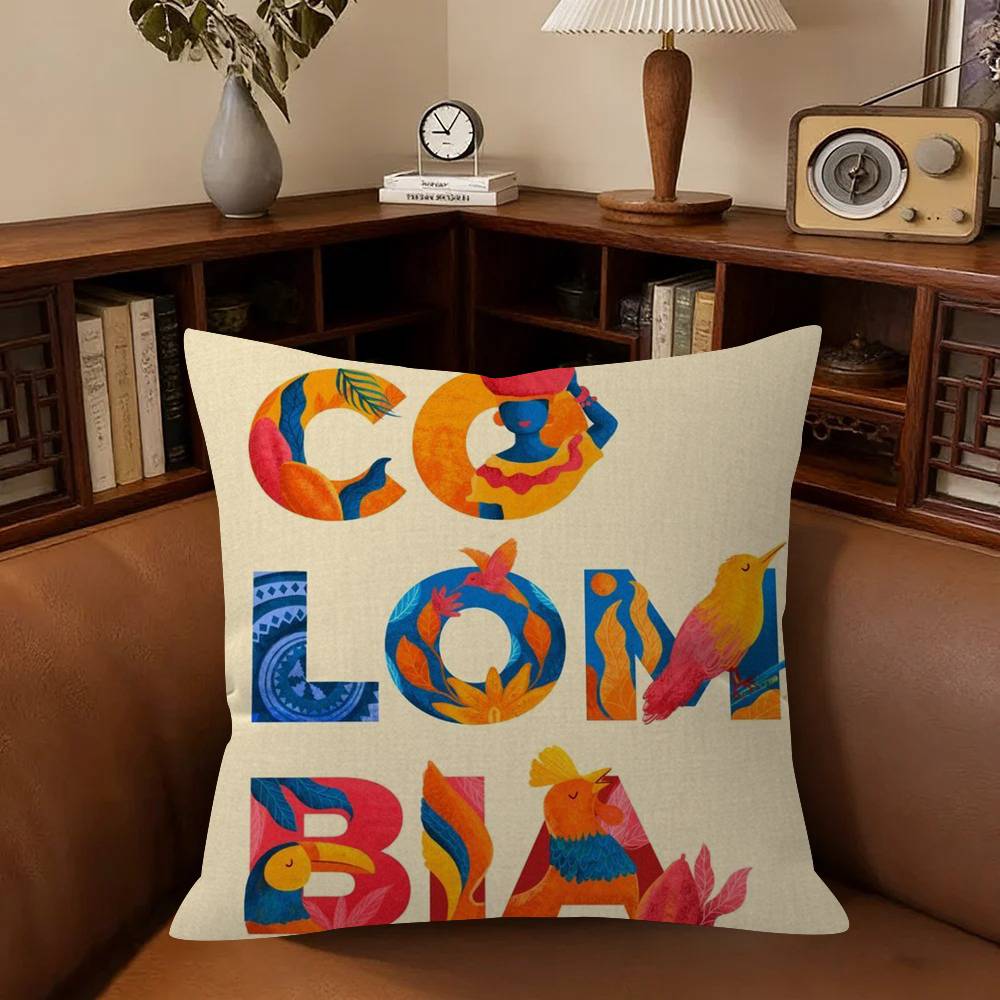 Vintage Landscape Colombia Pillowcase Toon Gift Cushion Cover Bedroom Home Sofa Chair Seat Decor Pillow Case
