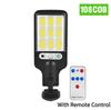 108 COB Sensor Street Lamp 3 Light Modes Outdoor Waterproof Security Solar Lamps for Garden Patio Path Remote Control Light