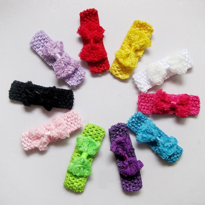 Q10 European Children s Lace Bow Knit Headbands - 10 Color Options Mixed Color Hairband