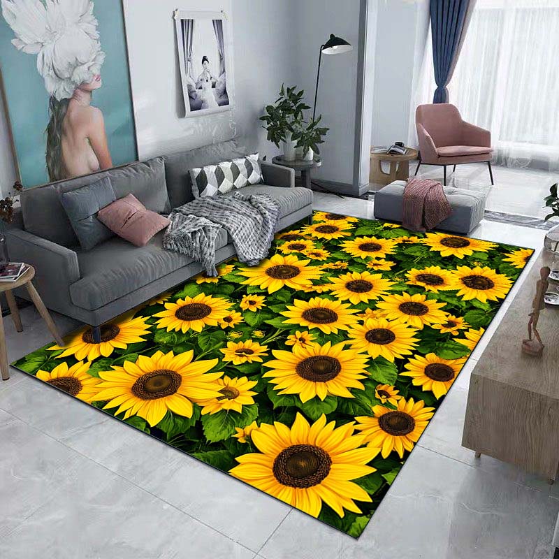 1PC Sunflower Printed Carpet for Living Room Bedroom Bedside Bathroom Floor Mat Area Rugged Sofa Mat Home Decor Large Size