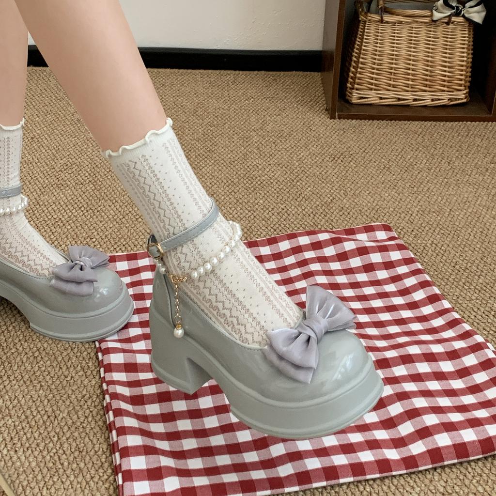 Retro Black British Style Thick High-heeled Small Leather Shoes Women's 2025 New Autumn Small Man Height Increase Mary Jane Single Shoes