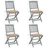Day and Night - Day and Night Folding Garden Chairs 4 Pcs Cushions Solid Acacia Wood