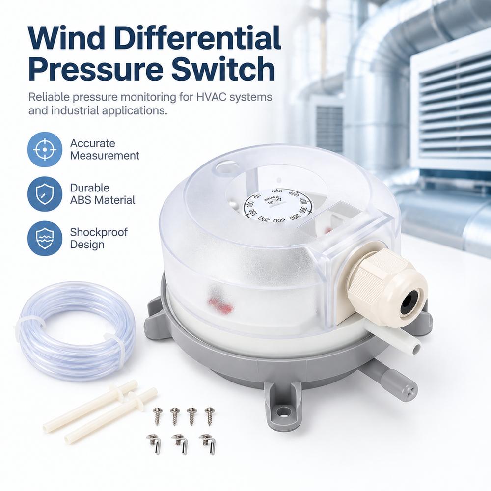 ABS Wind Pressure Switch Premium High Differential Air Pressure Sensor Gas Furnaces